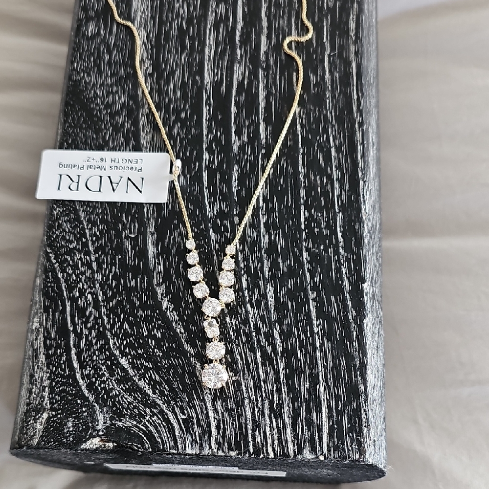 Nadri Gold Crystal V-Drop Necklace